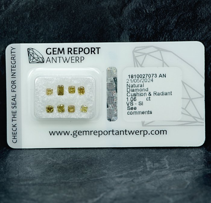 8 pcs Diamant  (Natur)  - 1.06 ct - SI1, VS1 - Gem Report Antwerp (GRA)