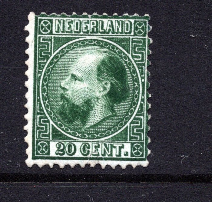 Holland 1867 - King William III 20 cents green - Gratis fragt over hele verden - NVPH 10