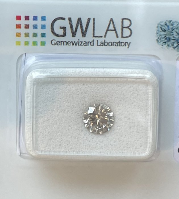 Ingen mindstepris - 1 pcs Diamant  (Naturfarvet)  - 0.61 ct - Rund - Fancy Grå - SI2 - Gemewizard Gemological Laboratory (GWLab) - Grå