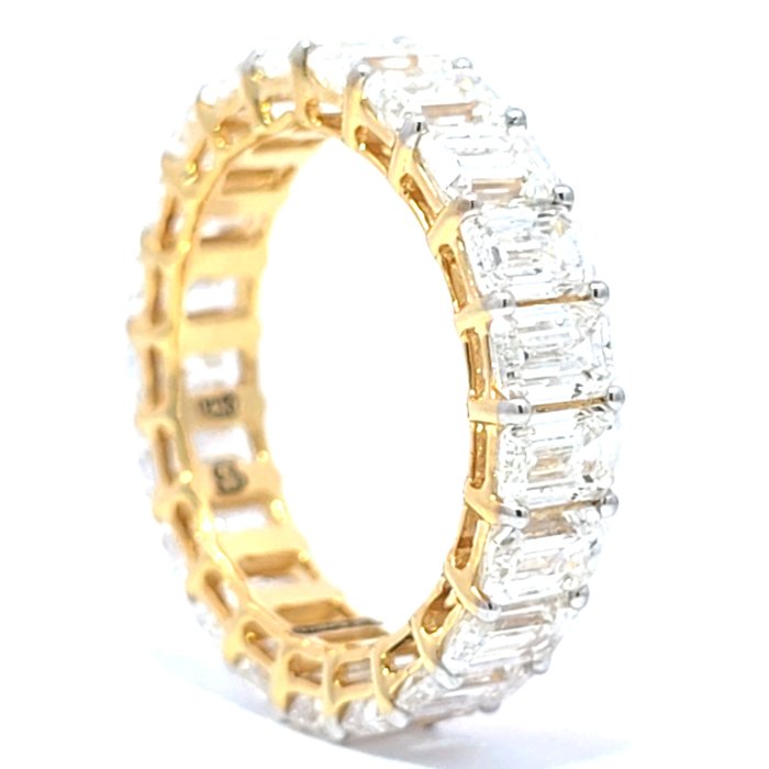 Ring - 14 karat Gulguld -  6.25ct. tw. Diamant (Laboratoriedyrket) - Bryllupsband