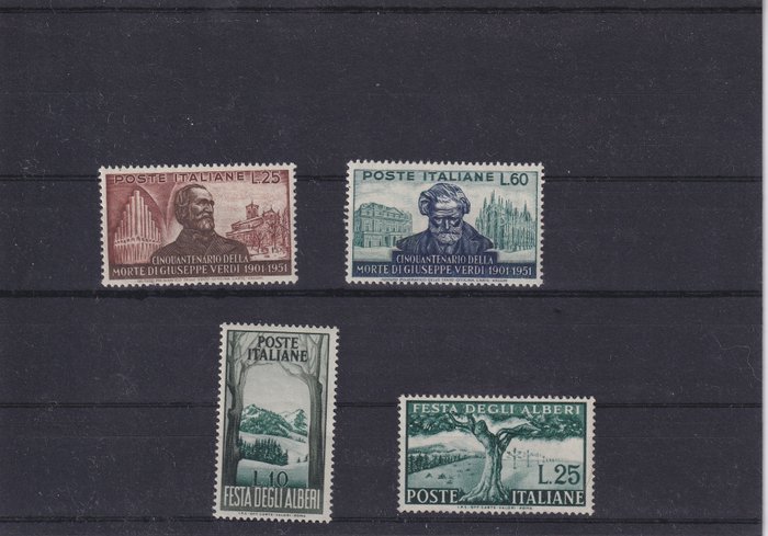 Italien 1951 - Serie med 17 numre af 29 Årets værdier 1951 MNH - Sassone 653-81