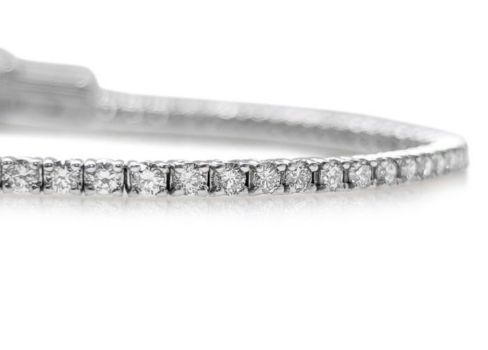 Ingen mindstepris - Tennisarmbånd - 14 karat Hvidguld -  2.90ct. tw. Diamant (Natur) - 2,90 Carat E-G VVS