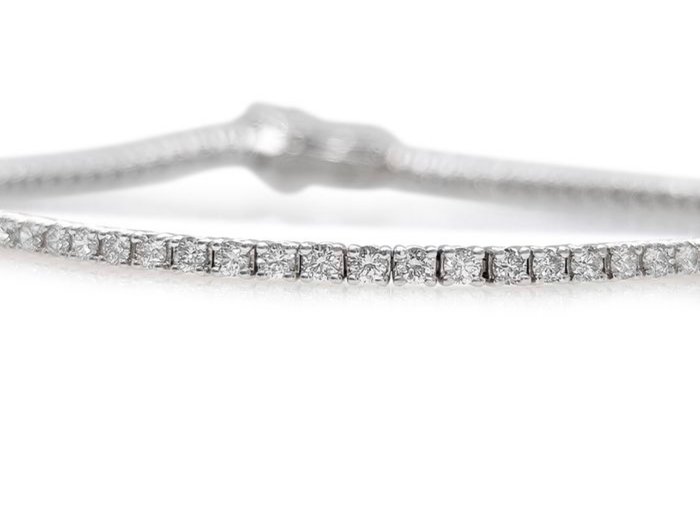 Ingen mindstepris - Tennisarmbånd - 14 karat Hvidguld -  2.90ct. tw. Diamant (Natur) - 2,90 Carat E-G VVS