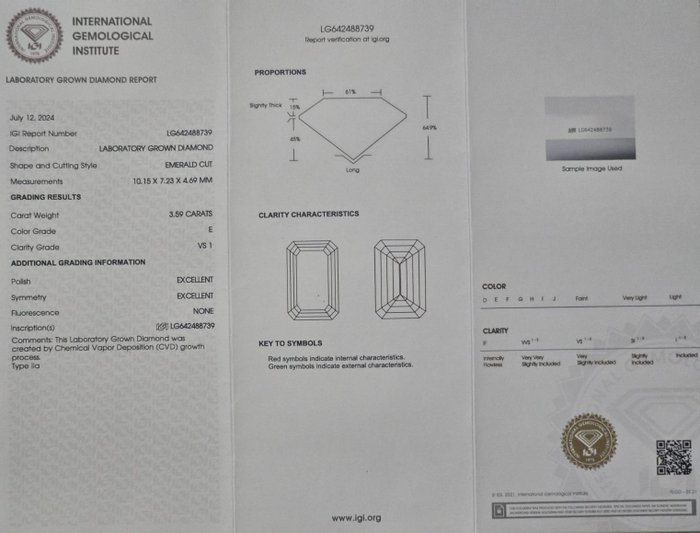 Ring Platin -  378ct tw Diamant (Laboratoriedyrket) - Diamant - E VS1