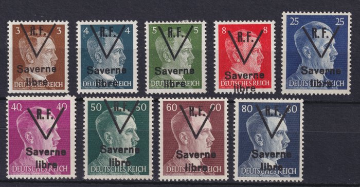 Frankrig 1944 - Frimærker fra Savernes befrielse type 1, mønt*, uoverensstemmende serie. - Mayer