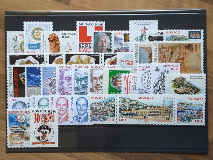 Monaco 2003/2005 - 3 hele år med aktuelle frimærker med 90 souvenirark - Yvert 2382 à 2527 sans les timbres non émis et BF 90