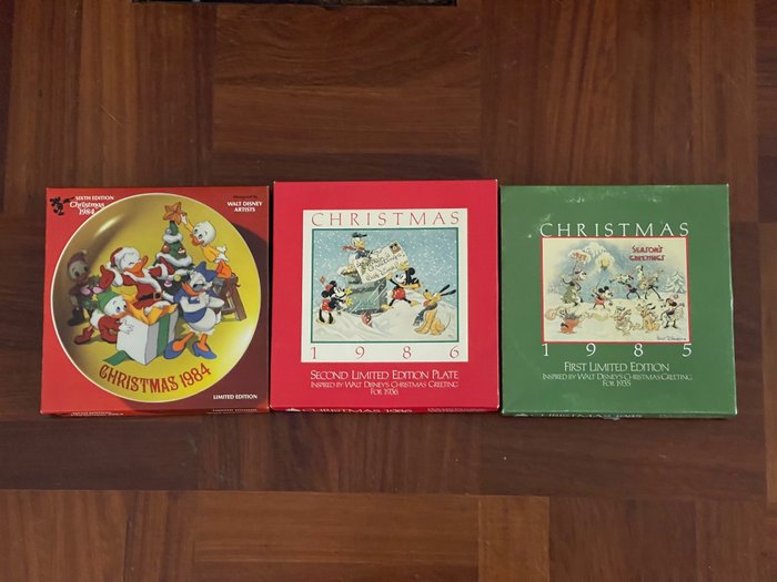 Disney Christmas plates 1984+1985+1986 - 3 Figurine - Walt Disney World / Disneyland