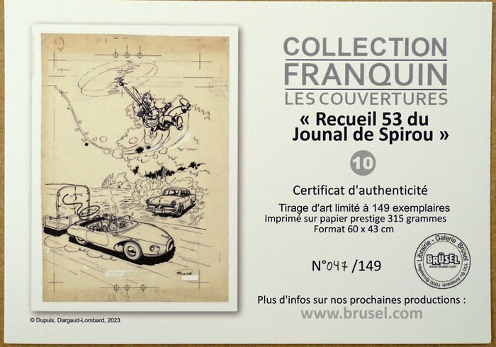 Franquin, André - 1 Pigment print - Spirou et Fantasio - Collection Franquin Les Couvertures - Recueil 53 du Journal de Spirou - 2023