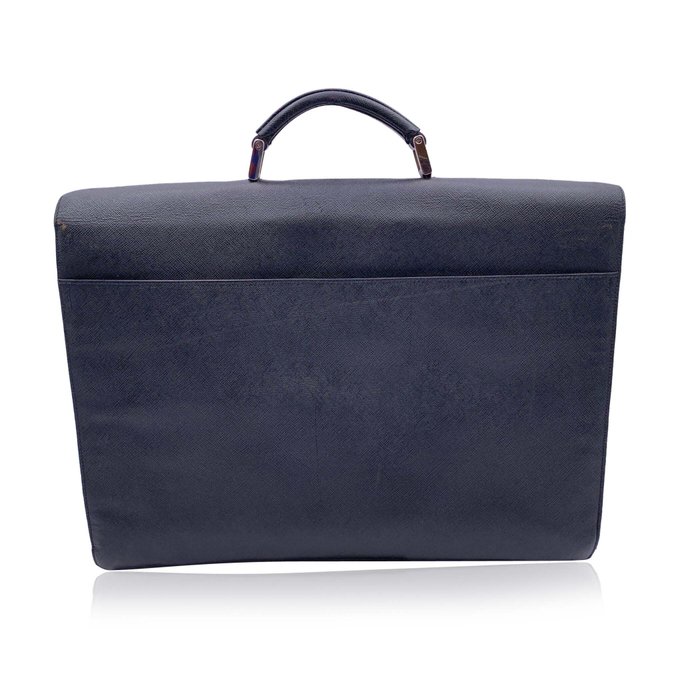 Prada - Black Saffiano Leather 3 Gussets Work Bag - Dokumentmappe