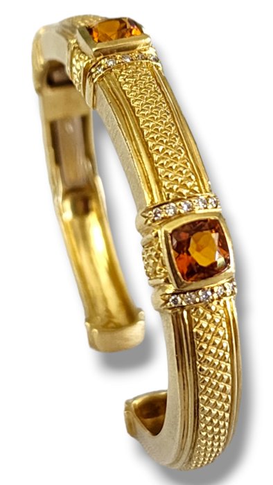 Judith Ripka - Armbånd - 18 kraat Gulguld, Guld diamantarmbånd 44 gram