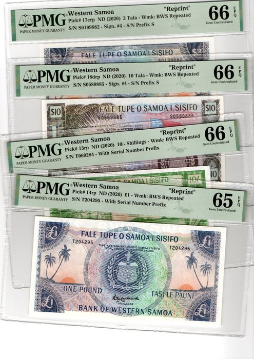 Vestsamoa. - 4 banknotes - all graded - ND (2020) - Reprint - Pick 13rp, 14rp, 17crp, 18drp  (Ingen mindstepris)