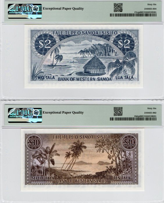 Vestsamoa. - 4 banknotes - all graded - ND (2020) - Reprint - Pick 13rp, 14rp, 17crp, 18drp  (Ingen mindstepris)