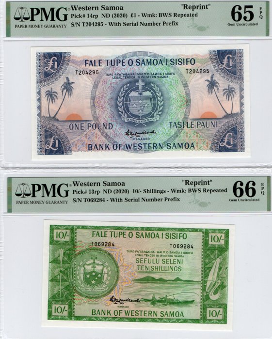 Vestsamoa. - 4 banknotes - all graded - ND (2020) - Reprint - Pick 13rp, 14rp, 17crp, 18drp  (Ingen mindstepris)