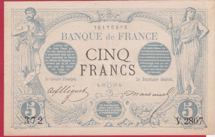 Frankrig - 5 Francs - 06/10/1873 - Fayette 01-20