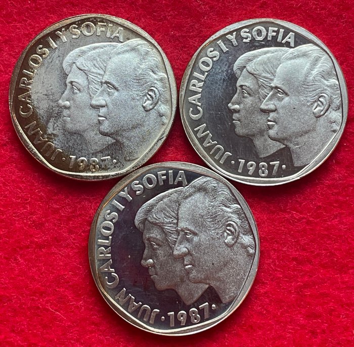 Kongeriget Spanien. Juan Carlos I (1975-2014). 500 pesetas 1987 - Lote de 3 monedas de 500 Pesetas  (Ingen mindstepris)