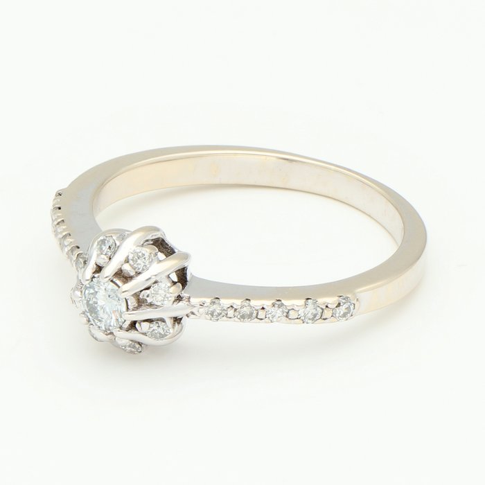 Ring - 18 kraat Hvidguld Diamant (Natur)