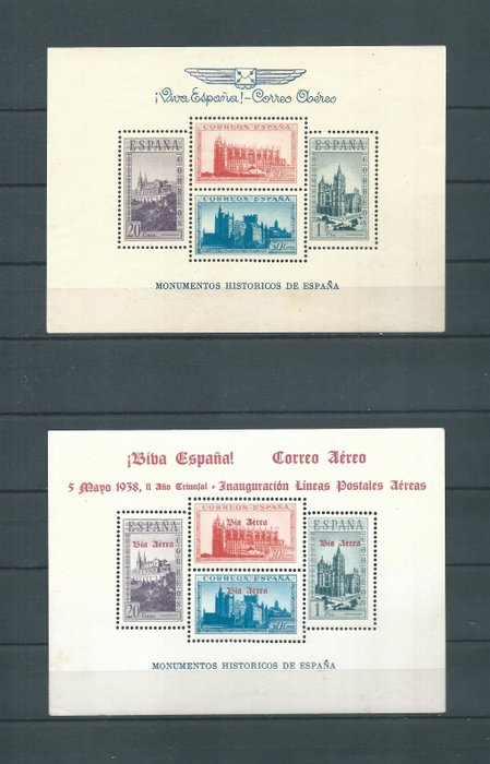 Spanien 1938 - Sjældne monumentblade aktiveret - Edifil nº 95 y 97