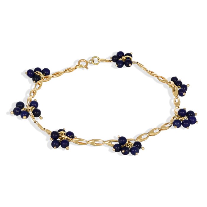 Armbånd - 18 kraat Gulguld -  5.44ct. tw. Lapis lazuli