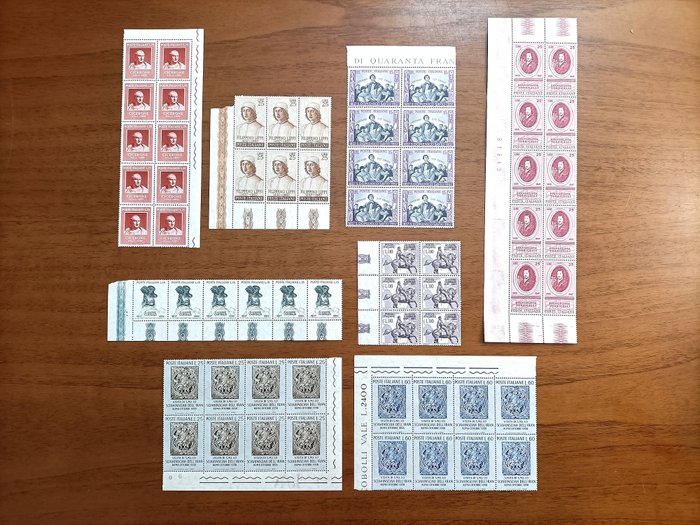 Italien 1957/1970 - Udvalg af 305 hele sider og store blokke af 4/6/8/9/12/15/16 + sjælden "Double Variety" - No Reserve Price MNH**