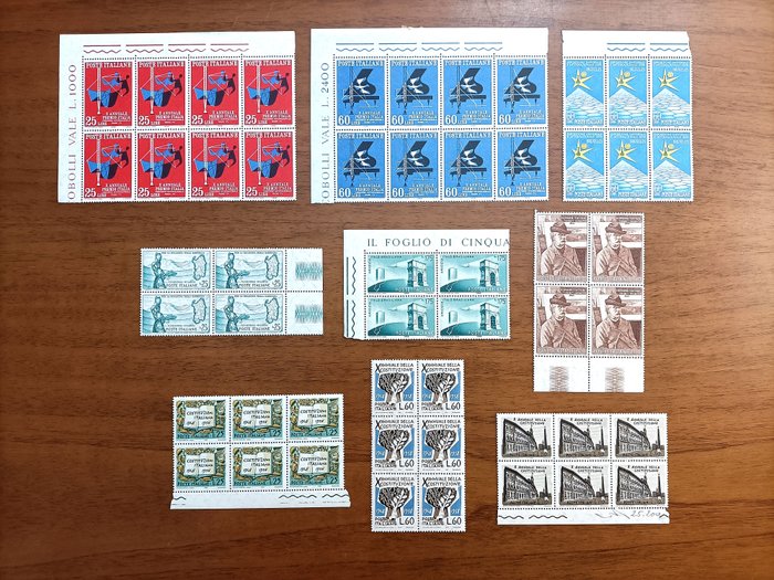 Italien 1957/1970 - Udvalg af 305 hele sider og store blokke af 4/6/8/9/12/15/16 + sjælden "Double Variety" - No Reserve Price MNH**