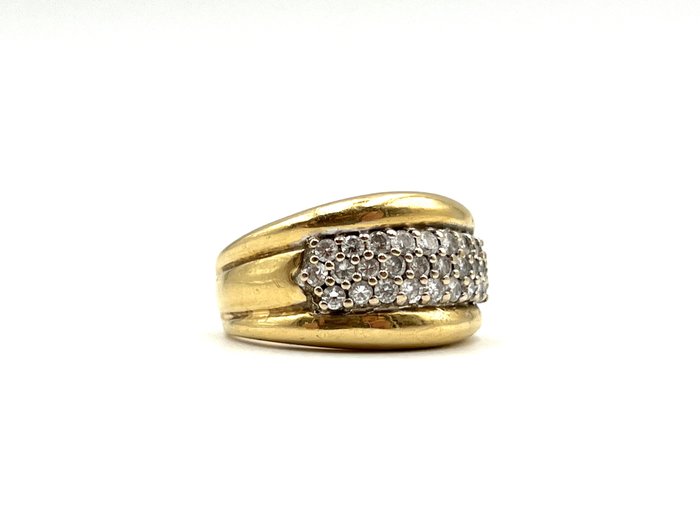 Ring - 18 kraat Gulguld -  028ct tw Diamant (Natur)