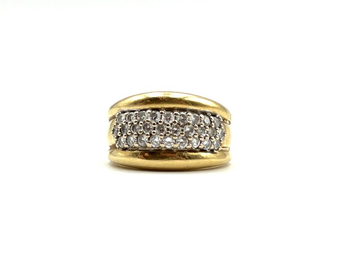 Ring - 18 kraat Gulguld -  0.28ct. tw. Diamant (Natur)