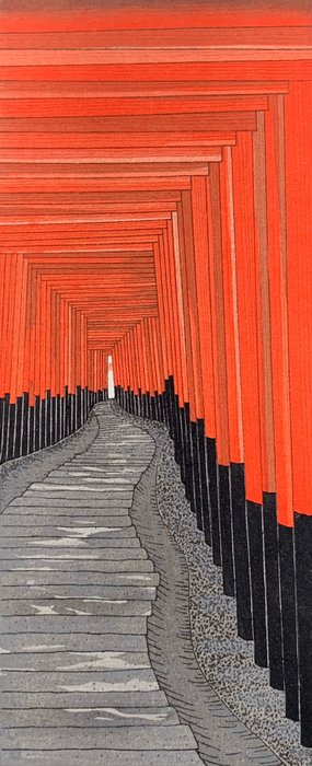 The 1,000 Torii at Kyoto's Fushima Inari Shrine - Teruhide Kato (1936-2015) - Published by Unsodo - Japan  (Ingen mindstepris)