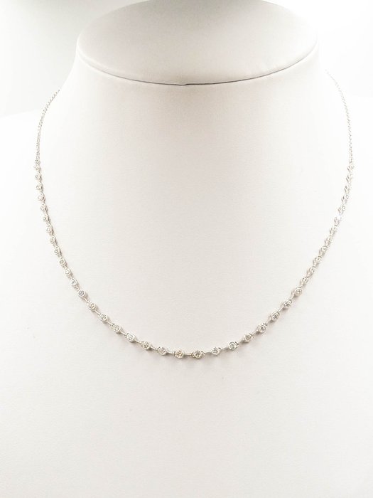 Choker halskæde - 18 kraat Hvidguld Diamant (Natur)