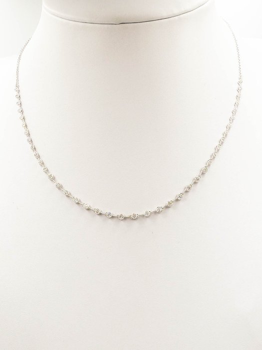 Choker halskæde - 18 kraat Hvidguld Diamant (Natur)