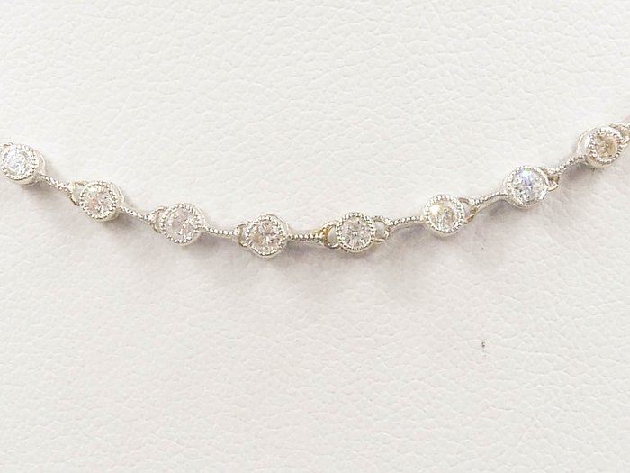 Choker halskæde - 18 kraat Hvidguld Diamant (Natur)