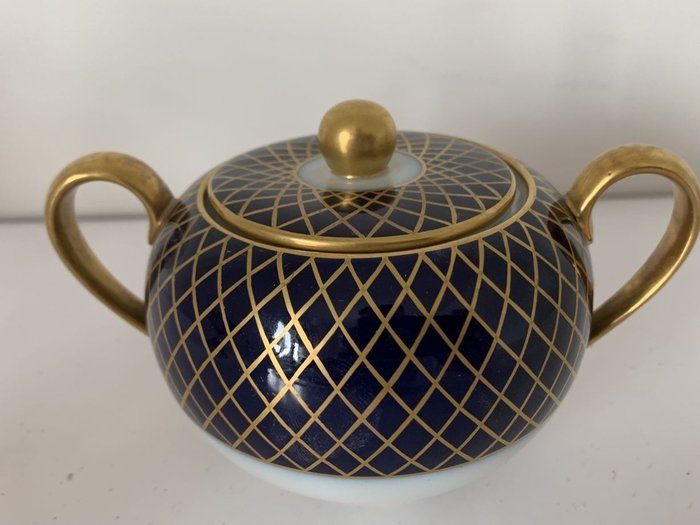 Richard Ginori - Sukkerskål - stunning gold cobalt net pattern 1930-50 - Porcelæn