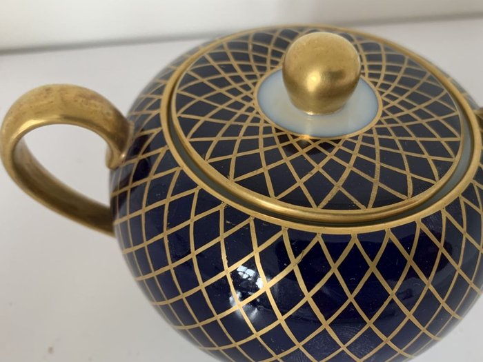 Richard Ginori - Sukkerskål - stunning gold cobalt net pattern 1930-50 - Porcelæn