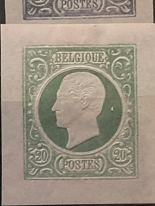 Belgien 1864 - Propositions de J.Delpierre - Type 2 - Leopold I i profil - Stes P.116 - 1 kleur op licht getint papier (licht rozig)