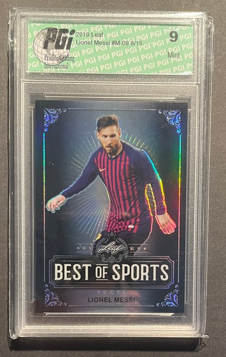 2019 Leaf 2019 - Leaf - Best of Best - Black Prizm Limited /15 - Lionel Messi - #M-09 - 1 Graded card - PGi 9 Lionel Messi Black Prizm Limited /15 - Lionel Messi - #M-09 - 1 Card - Glimrende (EX)