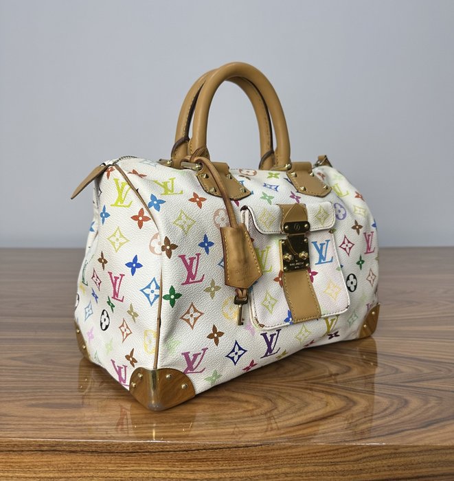 Louis Vuitton - LV x Takashi Murakami Speedy Monogram 30 White Multicolor - Håndtaske