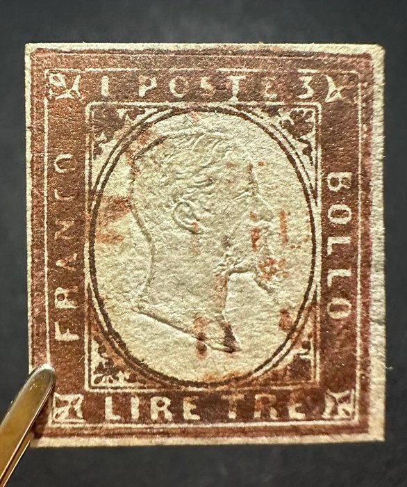 Antikke Italienske Stater - Sardinien 1861 - 1861 3 lire 18A brugt - Sassone 18A