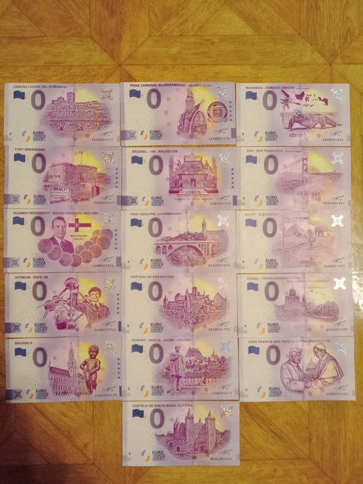 Europa. 0 Euro Banknote 2018/2022 (16 stuks)  (Ingen mindstepris)