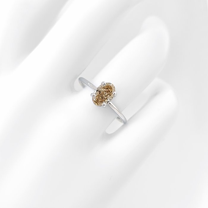 Ring - 14 karat Hvidguld -  1.01ct. tw. Gul Diamant (Naturfarvet)