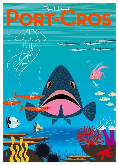 Monsieur Z - original travel poster " Port Cros " French riviera - 2010‹erne