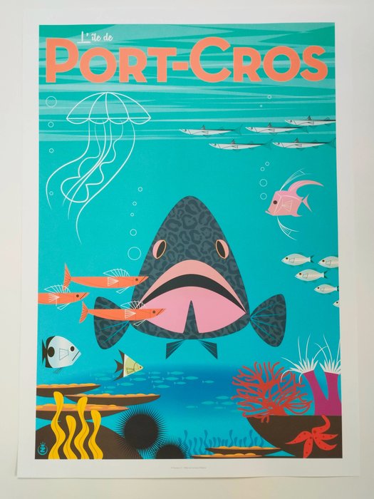 Monsieur Z - original travel poster " Port Cros " French riviera - 2010‹erne