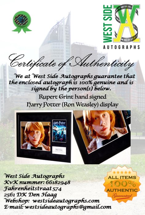 Harry Potter - Rupert Grint (Ron Weasley) Premium Framed, signed, Certificate of Authenticity