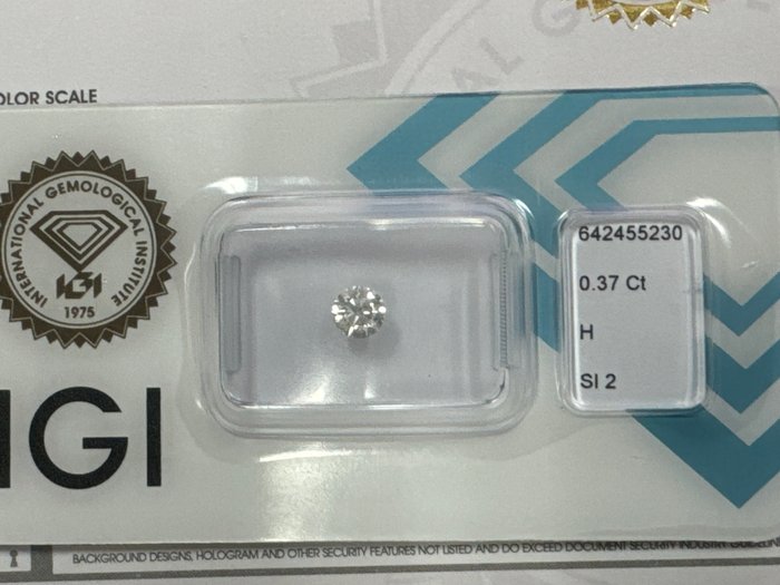 Ingen mindstepris - 1 pcs Diamant  (Natur)  - 037 ct - Rund - H - SI2 - International Gemological Institute (IGI)