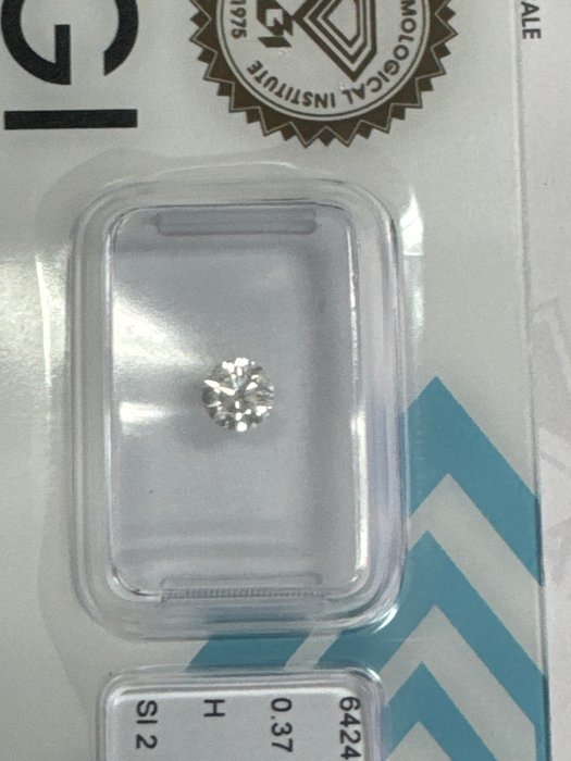 Ingen mindstepris - 1 pcs Diamant  (Natur)  - 037 ct - Rund - H - SI2 - International Gemological Institute (IGI)