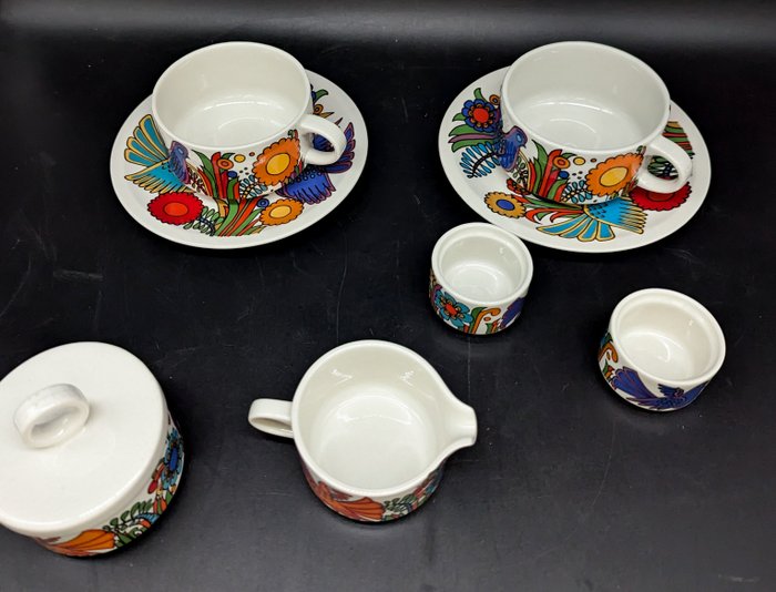 Villeroy  Boch - Christine Reuter / Rut Bryk Milchkännchen Zuckerdose und Eierbecher - Kaffe og te service - Porcelæn - Kaffe/cappuccino sauce - "Acapulco" Mexicaine design