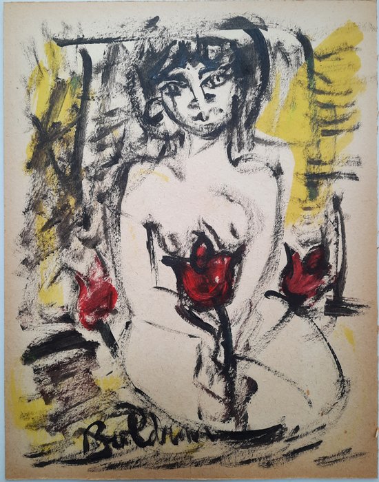 Gustavo Boldrini (1927 - 1987) - Nudo con fiori