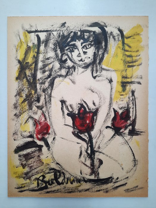 Gustavo Boldrini (1927 - 1987) - Nudo con fiori