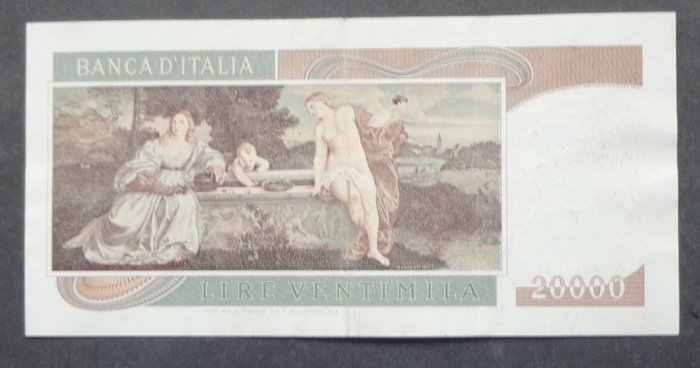 Italien. - 20.000 Lire 1975 "Tiziano" - Gigante BI 77A; Pick 104a  (Ingen mindstepris)