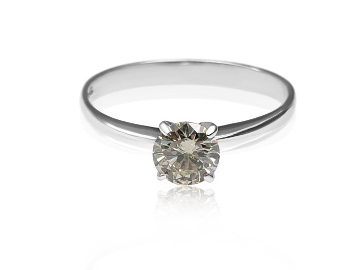 Ingen mindstepris - Ring - 14 karat Hvidguld -  0.51ct. tw. Gul Diamant (Naturfarvet) - IGI