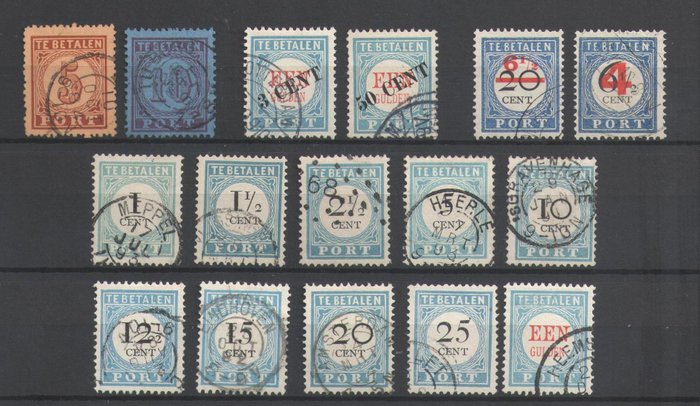 Holland 1870/1907 - Samling af frimærker - NVPH P1/P2 P3/P12 P13/P26 P27 type I P28 type I P29/P30 P31/P43