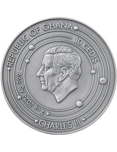 Ghana. 10 Cedis 2024 Erde - Sonnensystem, 2 Oz (.999)